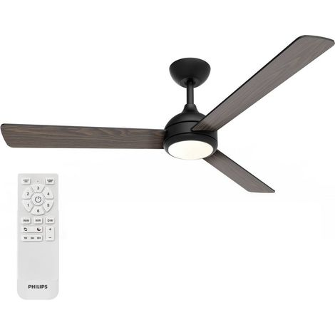 Philips Civx Ventilateur de plafond 1 lumière (Noir/Bois) Lumière blanche chaude à froide - Ø132 cm - 2500 lumens (1/4)
