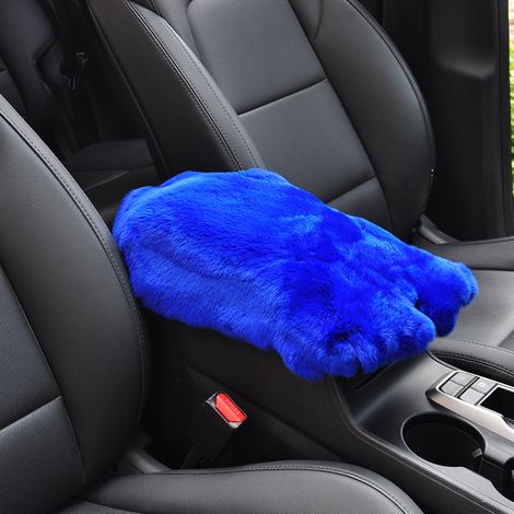 Coussins de siège auto, tapis d'accoudoir en fourrure de lapin pour l'hiver, tapis d'accoudoir central, tapis d'accoudoir - bleu roi (1/3)
