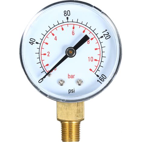 Irovami Manomètre 0-160psi 0-11bar – Piscine, aquarium, eau – Idéal pour filtre, gaz, mesure pression (1/5)