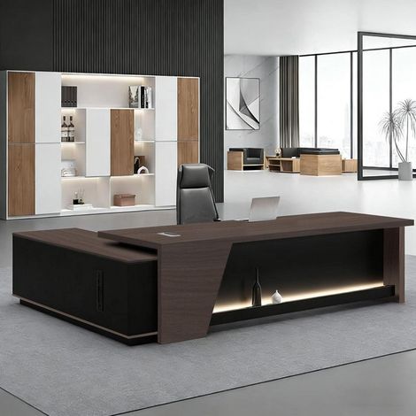 L-förmiger Schreibtisch mit Stauraum, 160x80cm, Schwarz-Weiß, Büro & Homeoffice (1/5)