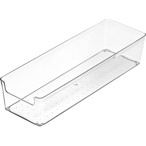 Boîte de rangement pour tiroirs, bac organisateur transparent en plastique durable pour cuisine, grand rectangle (1/5)