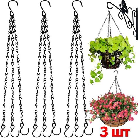 Cadena colgante de 40 cm para macetas – Gancho en S – Gancho metálico para horticultura – Para plantas colgantes de interior/exterior