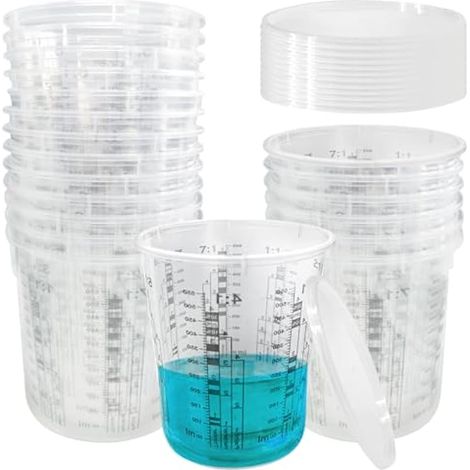 20pcs Tasses De Mélange De Peinture 680ml Avec 20 Couvercles, Tasse À Mesurer Gobelets De Mélange Pour Peinture Tasses À Mesurer En Plastique Gobelets De Mesure Avec Échelle Pour Mélanger Des Liquides (1/5)