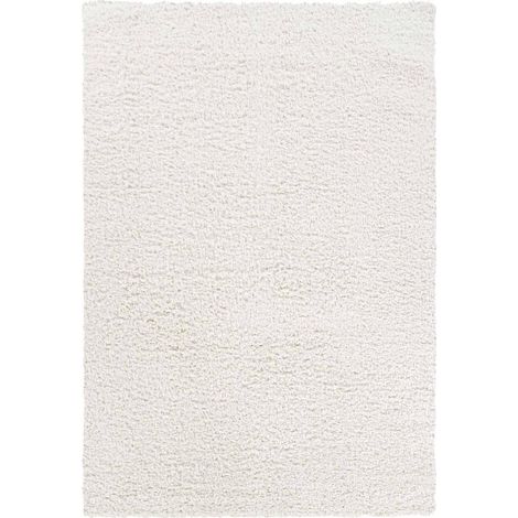 Tapis shaggy Ø120cm crème tissé rond motif uni LYN4 UNILA (1/5)