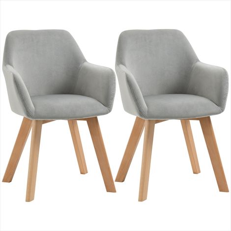 Banc de salle à manger Set de 2 fauteuils gris effet velours (1/5)