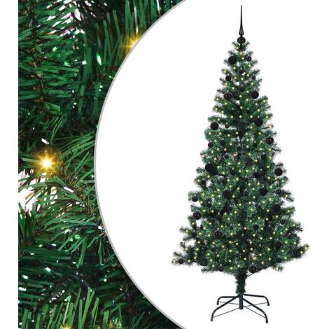 Sapin de Noël,Arbre de Noël artificiel pré-éclairé Vert 210 cm PVC et métal CFW90043 (1/5)