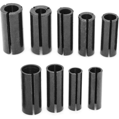 9 pièces fraise mandrin adaptateur de pince adaptateur de pince routeur à bois adaptateur de pince de mandrin bague fendue porte-fraise (1/4)