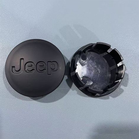 Cache-moyeu 55mm Jeep Compass Cherokee Patriot – Centre de roue auto, jante voiture, accessoire de protection caoutchouc, lot de 4 pièces – Noir Mat (1/2)