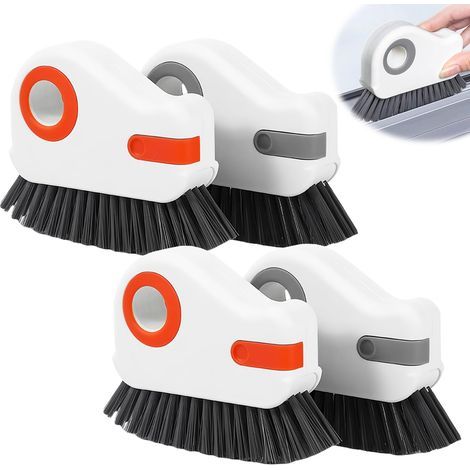 Brosse de nettoyage des joints, chariot de brosses à joints en 4 parties, brosse d'entretien multifonctionnelle, pour les rainures et les fissures, les rails de cuisine, nettoyage en profondeur et eff (1/5)