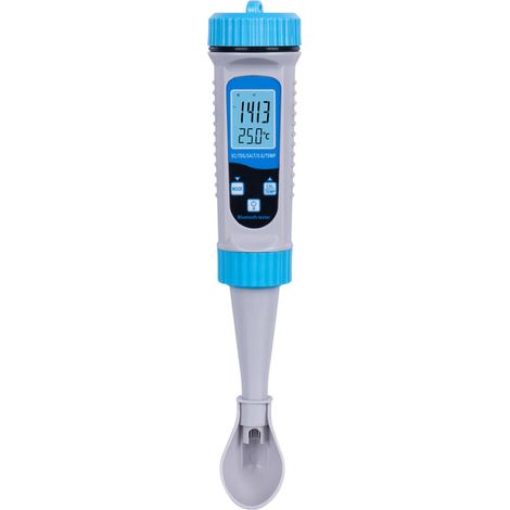 Testeur de qualité d'eau 5 en 1 pour piscine, aquarium et aquaculture : mesure EC/TDS/sel/densité/température, détecteur rétroéclairé. Idéal pour l'eau potable, l'aquaculture et les aquariums. (1/5)