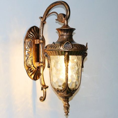 Applique murale vintage en verre, lampe de jardin classique de style européen, applique d'extérieur antirouille (ampoule LED 3 W) (1/5)