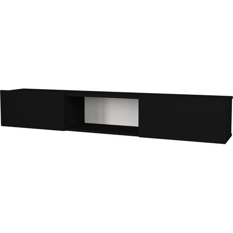 Helloshop26 – Meuble TV noir 180 x 31 x 29,5 cm – 3 compartiments – Montage mural facile – Capacité de charge jusqu'à 36 kg - TV 180 X
