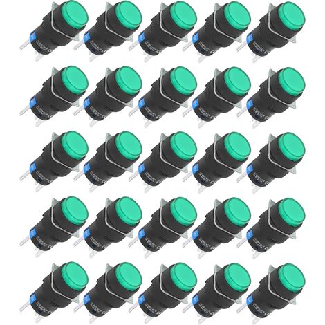 25 pièces interrupteurs à bouton poussoir 16mm 5 broches verrouillage automatique avec voyant 220V vert (1/5)