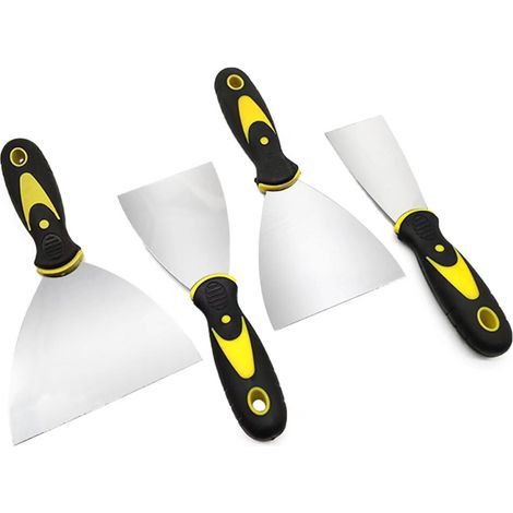 Kit grattoir lame en acier inoxydable, couteau à peinture kit lame en acier inoxydable, lame flexible en acier inoxydable avec poignée antidérapante, pour papier peint et murs (4 pièces, 2 pouces, 3 p (1/5)
