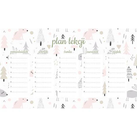 Plan de lección magnético para niños: Conejos rosas (45 x 26 cm)