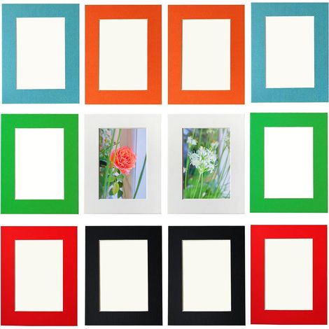 Cadre Photo 10 x 15 cm,Lot de 12 Cadre pour Collage Photos Décoration Mural,Cadres en Carton,Livré Avec un Film Plastique Transparent,Multicolores,Installation Autocollante,Aans Clous Nécessaires (1/5)