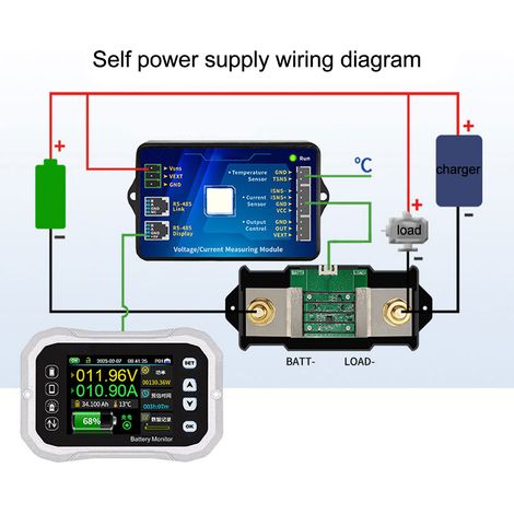 Afficheur numérique de batterie intelligent 100A programmable avec buzzer intégré, testeur temps réel 10-120V pour surveillance électrique. (1/5)