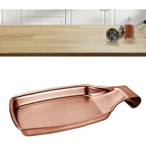 Löffelablage aus Edelstahl 304, quadratisch, modisch, roségoldener Küchenlöffelhalter (1/5)