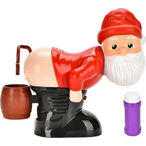 Machine à bulles de Noël Père Noël amusante avec lumières clignotantes et musique, idéale pour les activités intérieures et extérieures (1 pièce). (1/5)