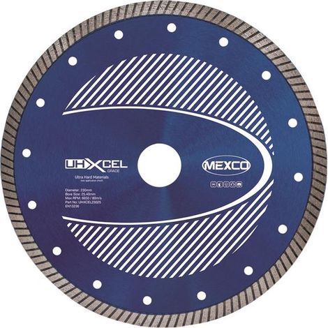 MEXCO UHXCEL Diamond Blade 230mm for Ultra Hard Materials (1/2)