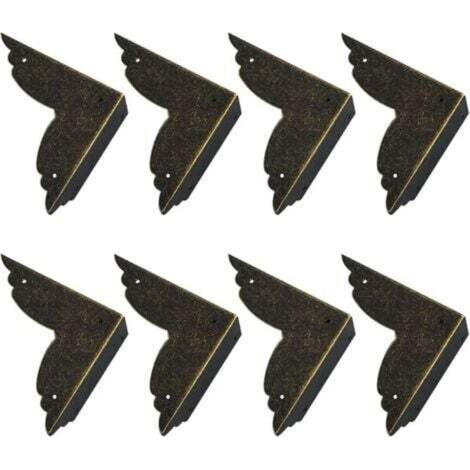 Set of 8 vintage metal corner protectors for furniture and tables (bronze)