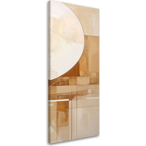 Quadro su tela, Cerchi astrattismo forme nei toni del beige e del marrone, 30x90 (1/5)