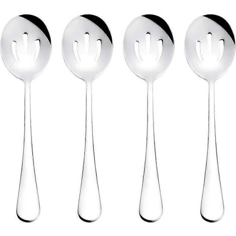 Cuillères de service, 22 cm, en acier inoxydable, à fentes, pour buffet, banquet et cuisine, lot de 4 (1/4)