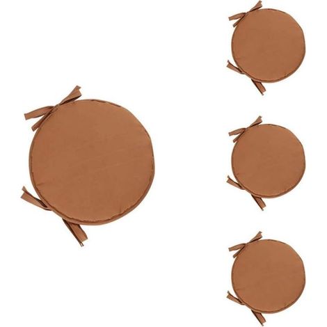Kaelt - Lot de 4 Coussin Rond Galette de Chaise Ronde pour Table et Chaise de Salle à Manger avec Cordon de Serrage 38cm (1/5)