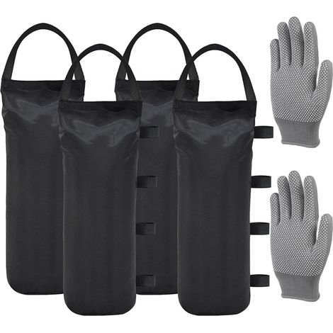 Confezione da 4 pesi per gazebo, sacchi di sabbia spessi con guanti, impermeabili e robusti, per tende, trampolini, senza riempimento di sabbia, accessori pratici per attività all'aperto (50 x 20 cm) (1/5)