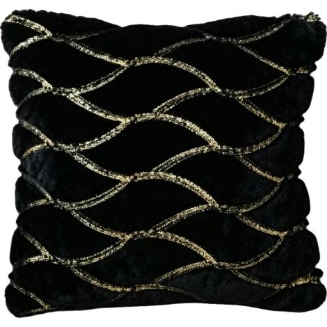 Housse de coussin, polyester doux, design élégant, Noir 45X45Cm (1/2)