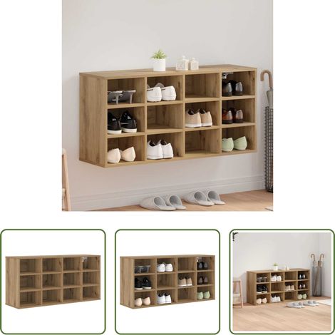 vidaXL Meuble de rangement - Cabinet à chaussures Chêne artisanal 103 x 30 x 51 cm (1/5)
