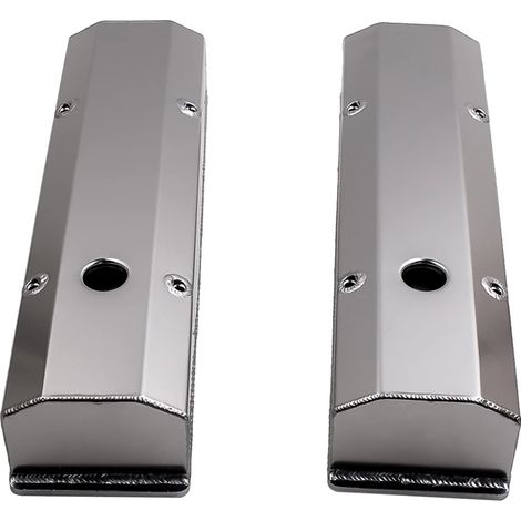 Tapa de válvulas, aluminio de alto rendimiento, 8,5 cm de altura, compatible con motores SBC 283-400, estilo de perno largo, patrón perimetral de 4 pernos. (1/5)