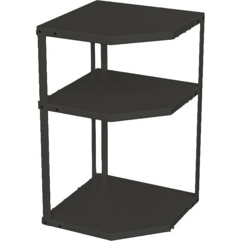 Étagère d'angle de cuisine compacte en forme d'éventail, gain de place, stable, en acier au carbone, support pour casseroles et poêles, 3 niveaux, noir, 27 x 27 x 45,5 cm (1/5)