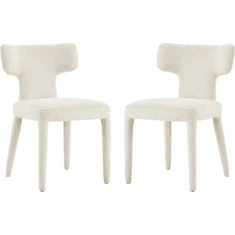 Set di 2 sedie da pranzo moderne con schienale a T, tessuto imbottito e gambe in metallo (1/5)