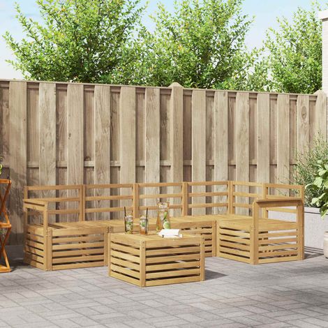 vidaXL Set di divani da esterno 6 pz Bianco Legno di Acacia Massello (1/5)