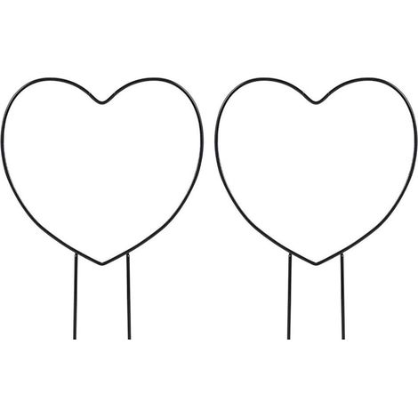 2 Pièces Treillis Métal Jardin en Fer Forgé Noir pour Plantes Grimpantes, Support en Forme de Cœur pour Vignes et Plantes Grimpantes, Structure de Support Métallique (1/5)