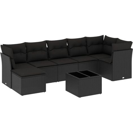 Maison Exclusive - Set Divani da Giardino con Cuscini 8 pz Nero in Polyrattan