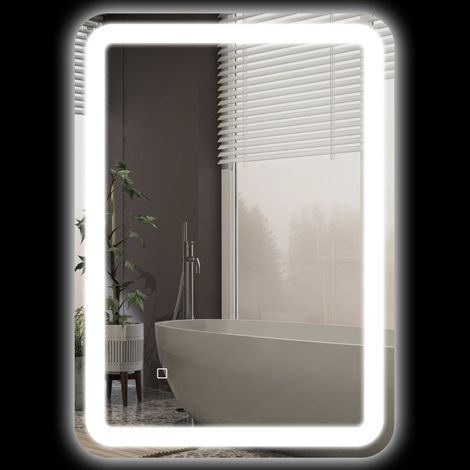CHICFURN Specchio LED da bagno 50 x 70 cm argento, 3 colori, antiappannamento, memoria, IP44 (1/5)