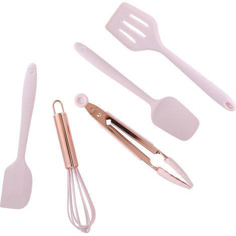 Ensemble de 5 ustensiles de cuisine en silicone : spatule, grattoir, fouet à œufs, etc.