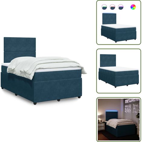 vidaXL Boxspringbett mit Matratze Blau 120x200 cm Samt (1/5)