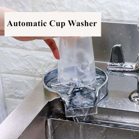 Lave Verre Evier, Rinceur de Verre d'acier Inoxydable, Rince Verre Evier, Laveuse Tasses Automatique avec Jet Rotatif à 360 pour le Café de Barre d'hôtel et le Restaurant (1/4)