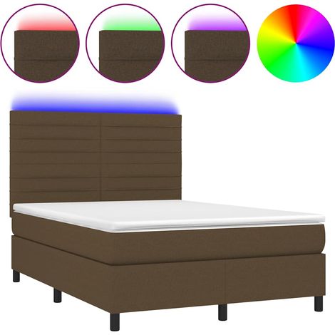 Maison Exclusive - Letto a Molle Materasso e LED Marrone Scuro 140x200 cm Tessuto (1/5)