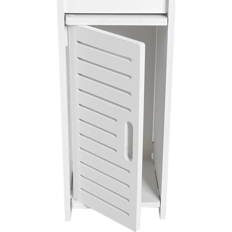 Badezimmerschrank 80x15,5x15 cm aus weißem Holz, mit Toilettenpapierablage, Regal und WC-Schrank (1/5)
