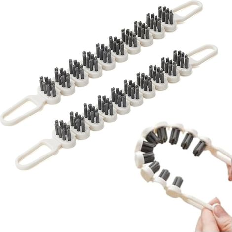 Lntyq Lot de 2 brosses de nettoyage pour crevasses - Brosse flexible multifonction - Petite brosse de nettoyage fine à poils durs - Brosse de nettoyage pour la maison, la cuisine, la salle de bain