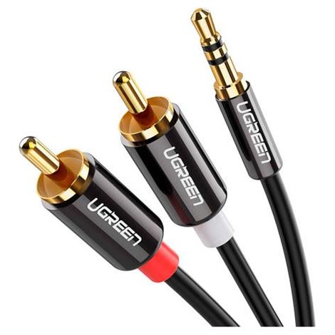 Cable de audio Ugreen AV116 10591 mini jack 3,5 mm (macho) / 2RCA (macho) 5 m - negro