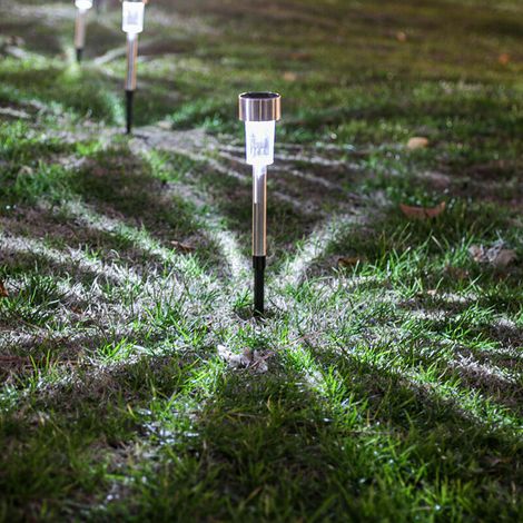 Luci solari da giardino per esterni, confezione da 10 luci LED da giardino wireless, decorazione solare, illuminazione solare per vialetti del prato, impermeabili IP65, luce media, bianco freddo [Clas (1/4)