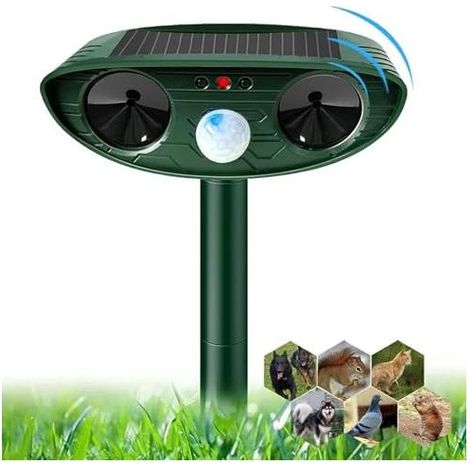 Repellente per gatti a ultrasuoni, repellente per roditori a energia solare e ultrasuoni, impermeabile, per esterni con rilevatore di movimento per gatti, cani, topi e animali selvatici. (1/5)