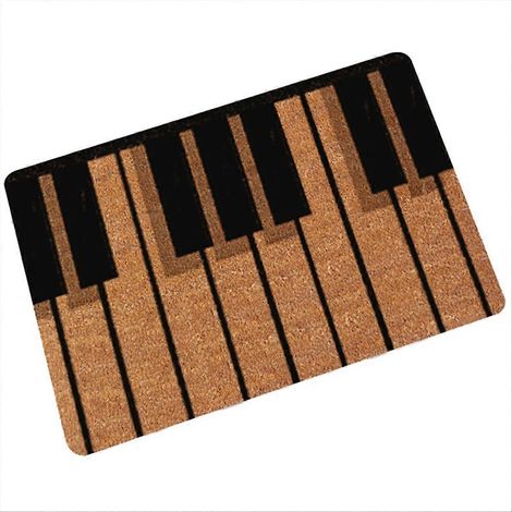 Tapis d'entrée intérieur grand format avec touches de piano et notes de musique (1/5)