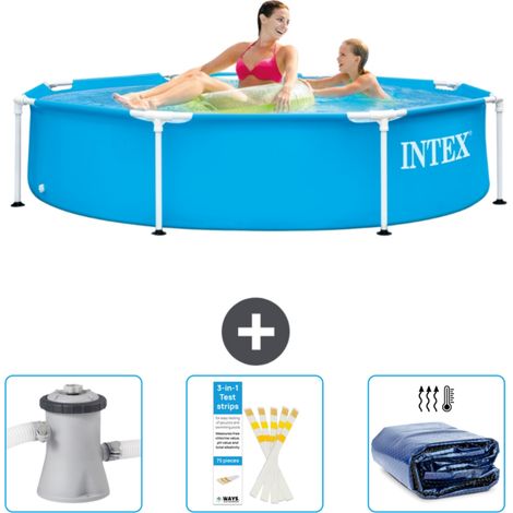 Intex-Schwimmbecken mit rundem Rahmen – 244 x 51 cm – Blau – im Lieferumfang enthalten Accessoire CB74