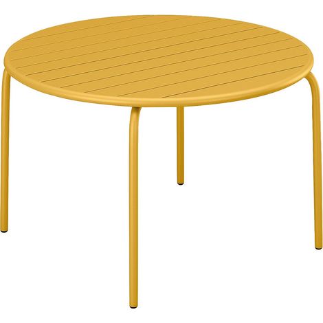 Table de jardin ronde D.130 cm en métal - Jaune moutarde - MIRMANDE de MYLIA